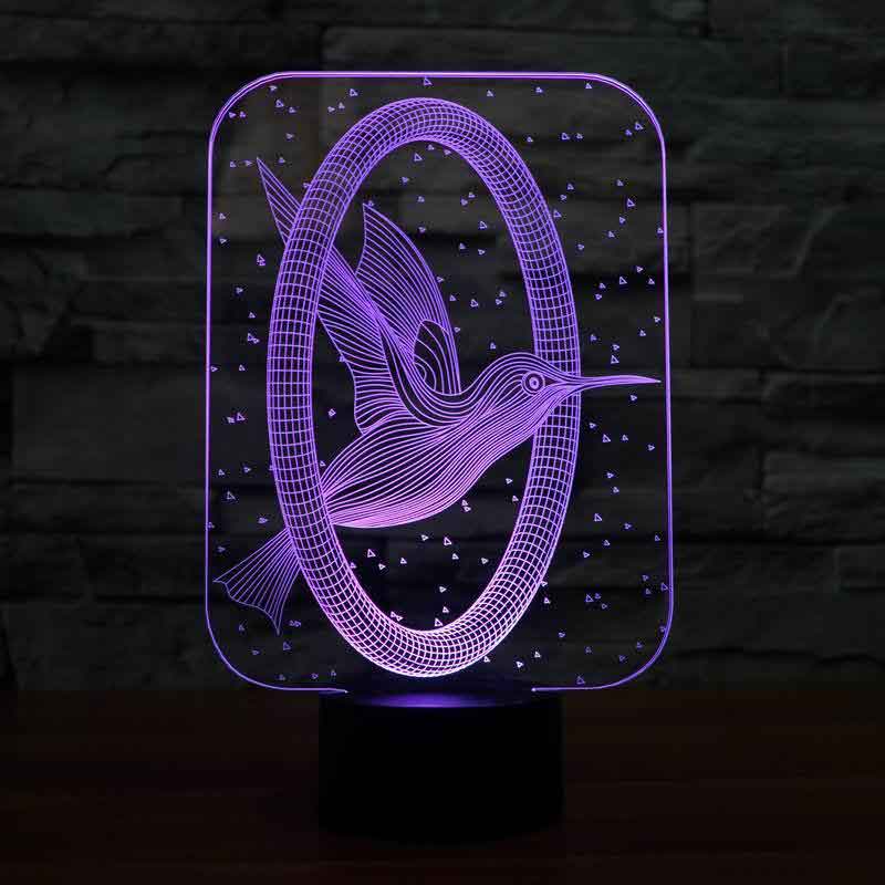 3-D hummingbird LED night light