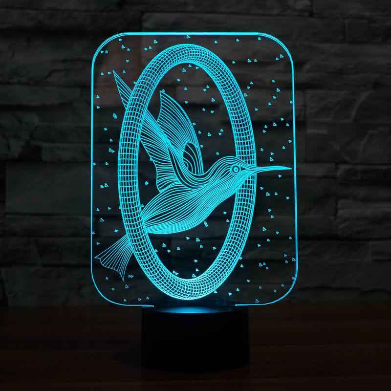 3-D hummingbird LED night light