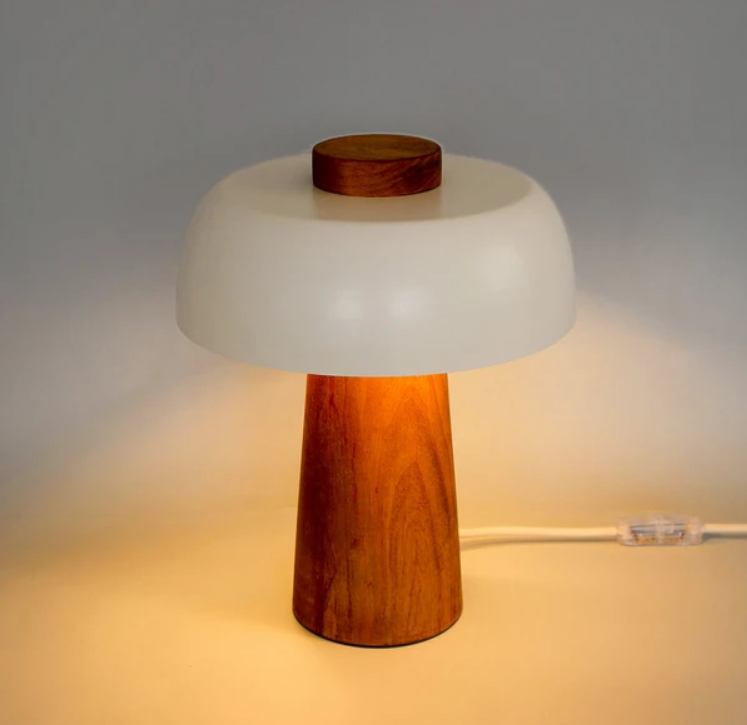 Ahşap Mantar Masa Lambası - Mat Siyah