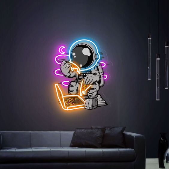 Astronot Pizza Neon Lamba | ByLamp