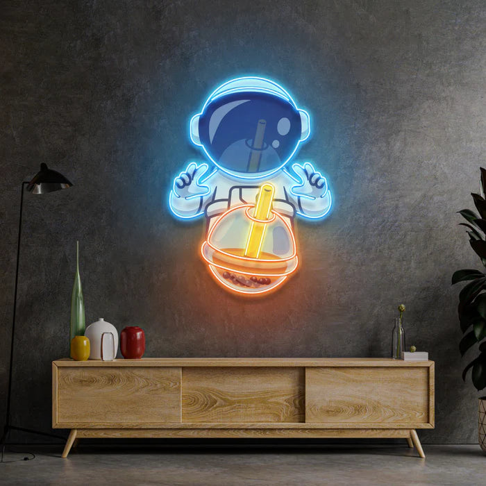 Bubble Tea Astronot Neon Lamba | ByLamp