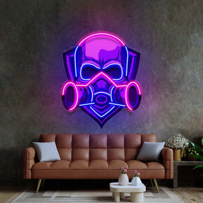 Gaz Maskeli Kurukafa Neon Lamba | ByLamp