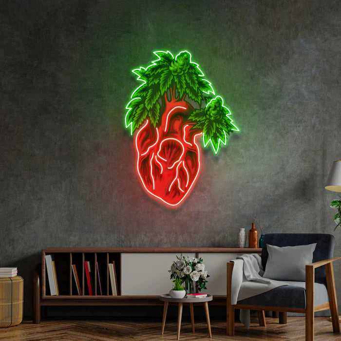 Heart Marijuana Neon Lamba | ByLamp