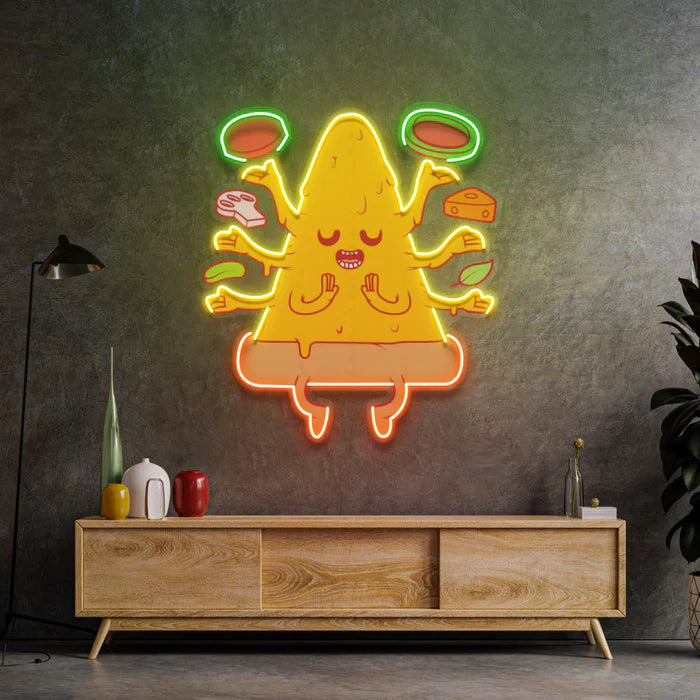 Meditasyon Yapan Pizza Neon Lamba | ByLamp