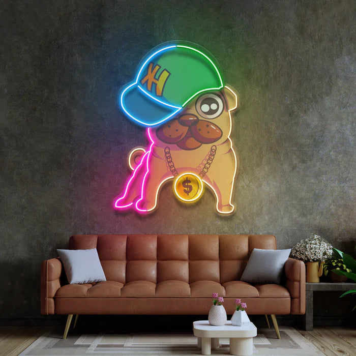 Rapçi Pug Neon Lamba | ByLamp