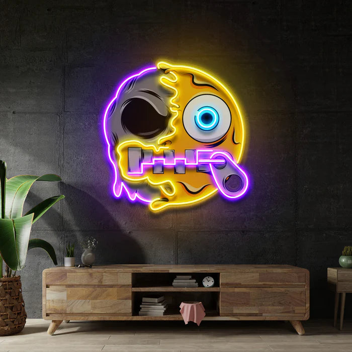 Sessizlik Emoji Kafatası Neon Lamba | ByLamp