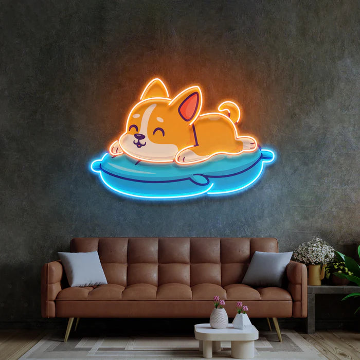 Tatlı Uyuyan Köpek Neon Lamba | ByLamp