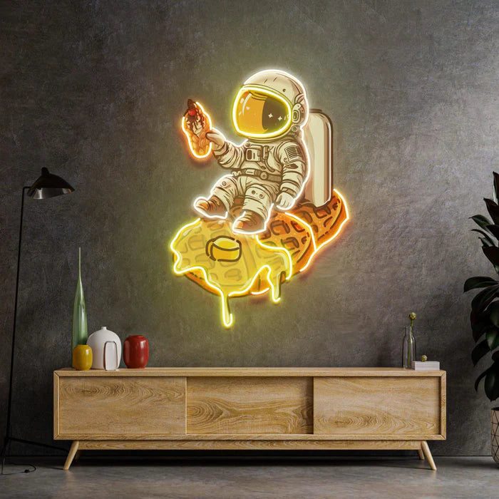 Waffle Astronot Neon Lamba | ByLamp