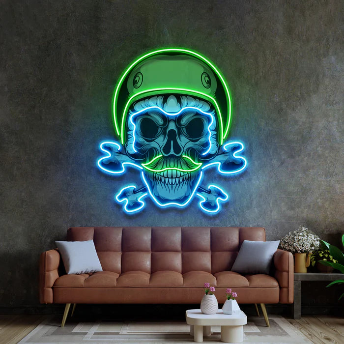 Yeşil İskelet Motorcu Neon Lamba | ByLamp