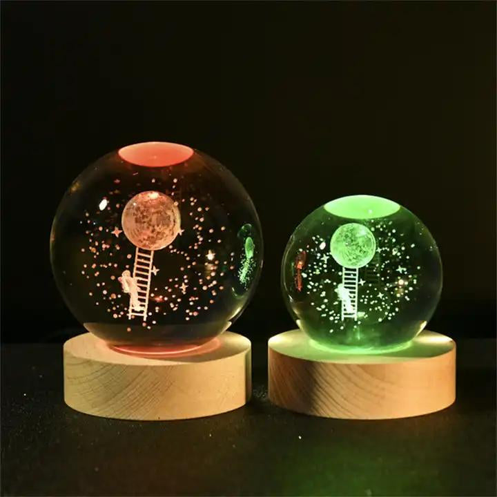 Astronaut On The Moon Crystal Ball Night Light