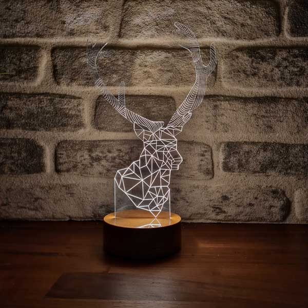 Ala Geyik Figürlü Dekoratif Hediye Led Masa Lambası | BYLAMP