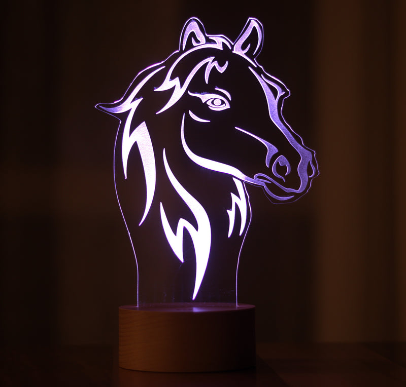 3-D horse bust led table lamp