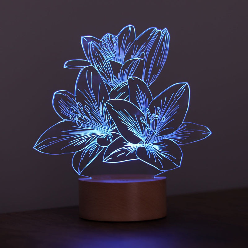Lilyum Çiçeği Figürlü Dekoratif Hediye Led Masa Lambası | BYLAMP