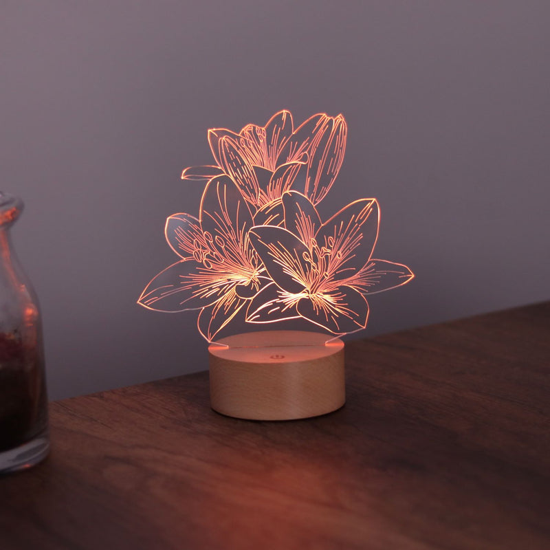 3D زهرة ليليوم أدى مصباح