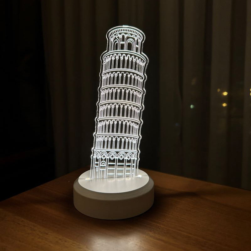 Pisa Kulesi Figürlü Dekoratif Hediye Led Masa Lambası | BYLAMP