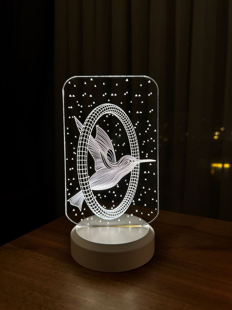 3-D hummingbird LED night light