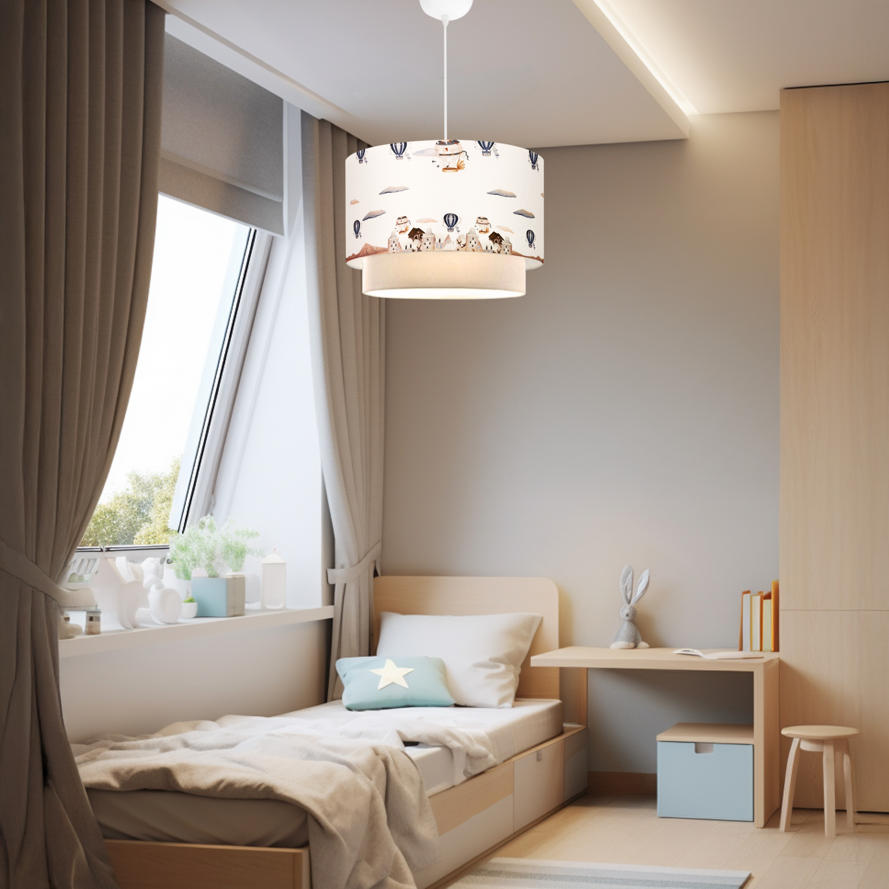 Kids Room Sleeping Cute Rabbit Pendant Chandelier Lamp | ByLamp