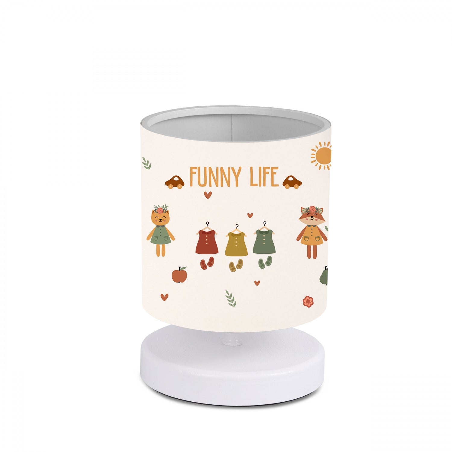 White Body Mini Lampshade Table Lamp Funny Life Fabric | ByLamp