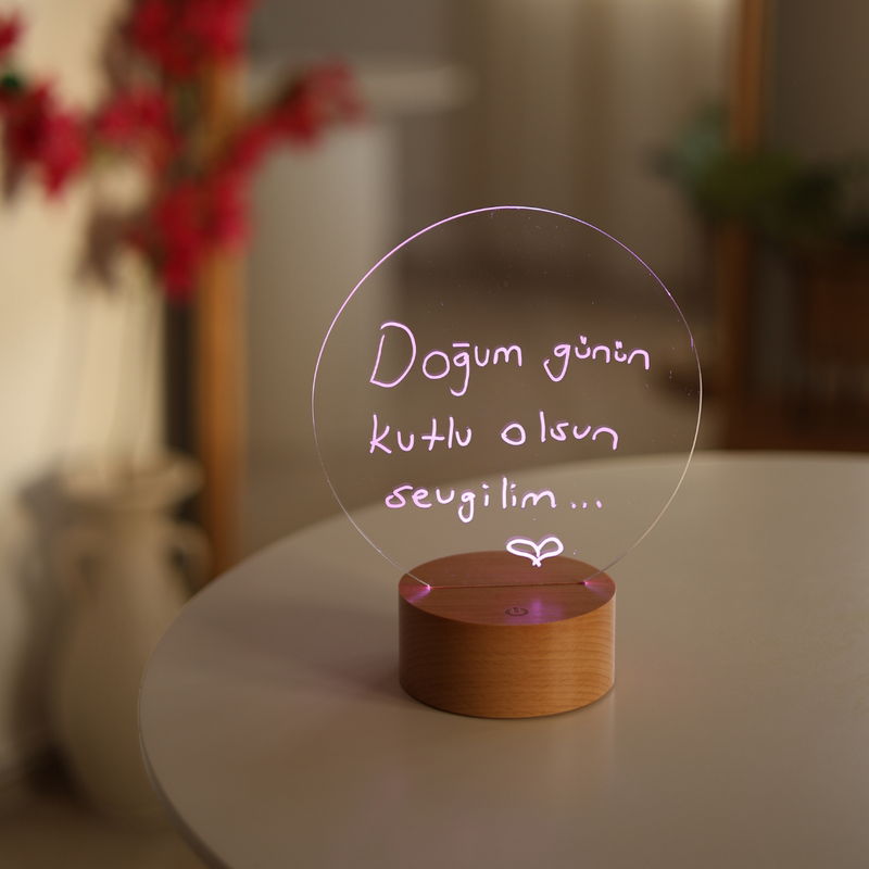 Kalemli Yazılabilir 7 Renk Işıklı LED Mesaj Panosu Gece Lambası | ByLamp