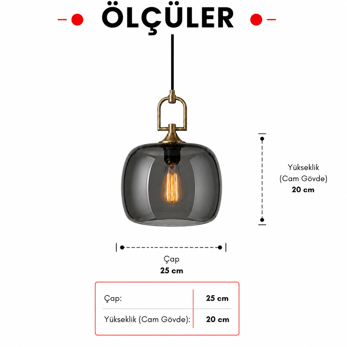 Aurelia Small Füme Cam Sarkıt 3'lü Set