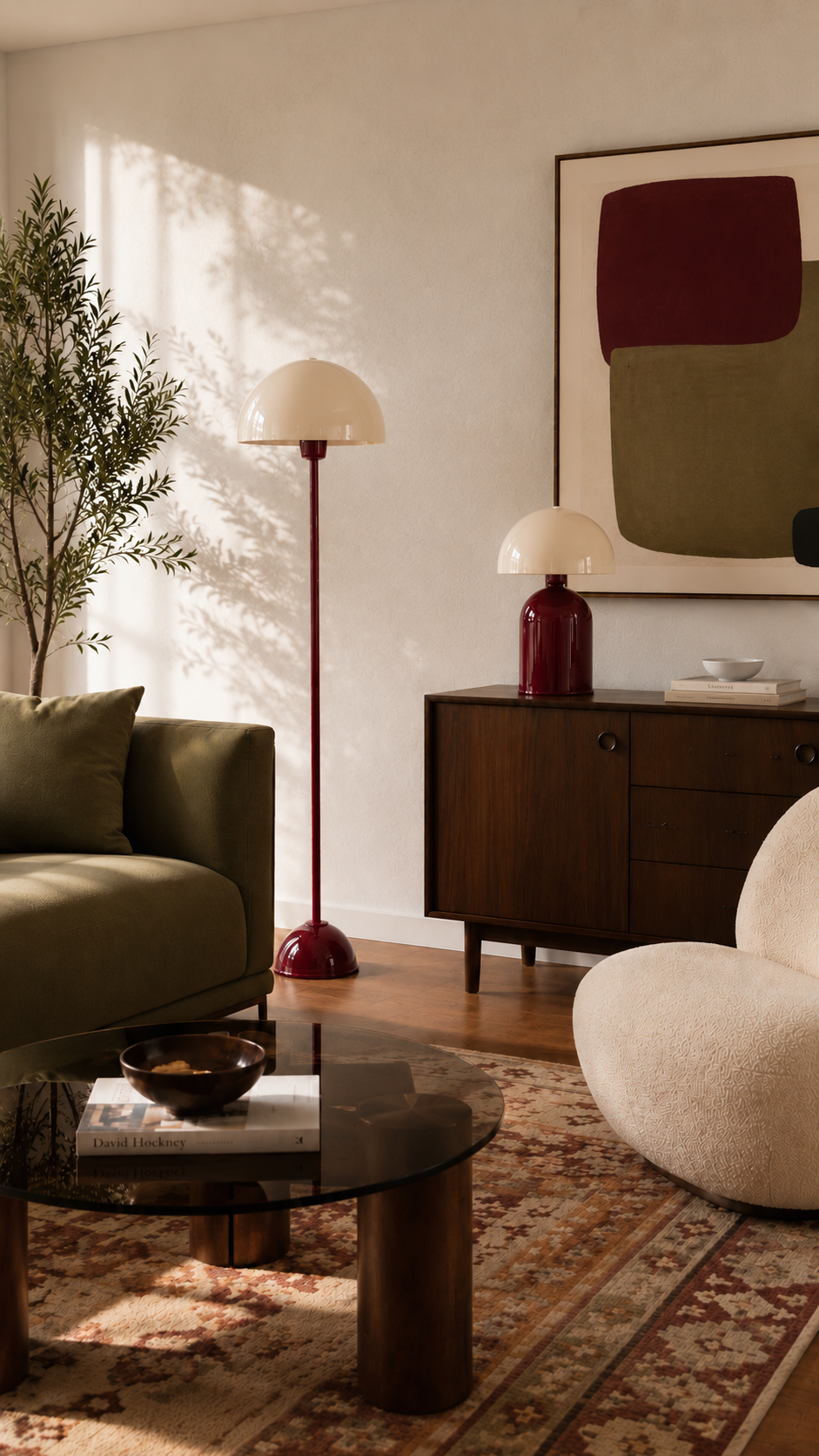 Soho Bordo Krem Metal Lambader| ByLamp