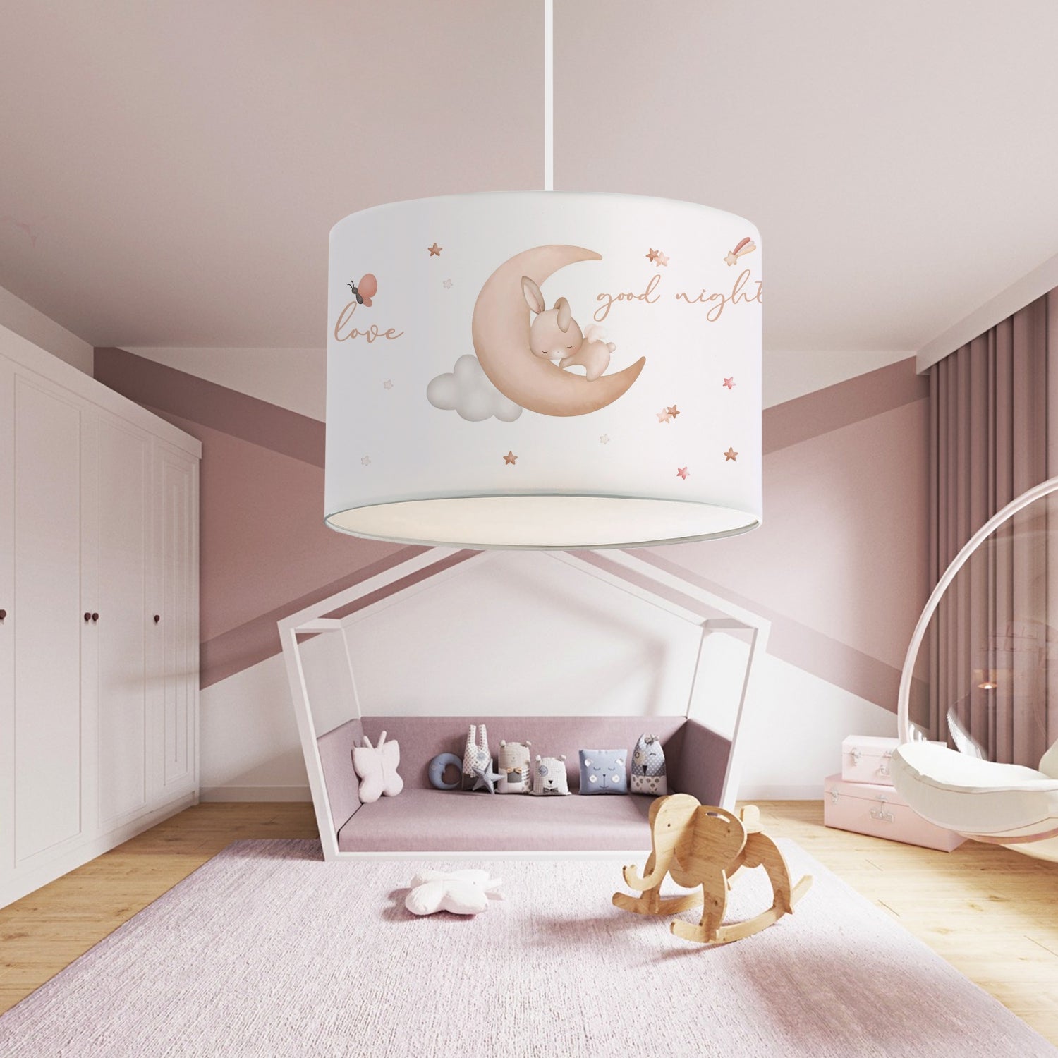 28'' Children's Room Lighting Sleeping Bunny Pendant Lamp | ByLamp