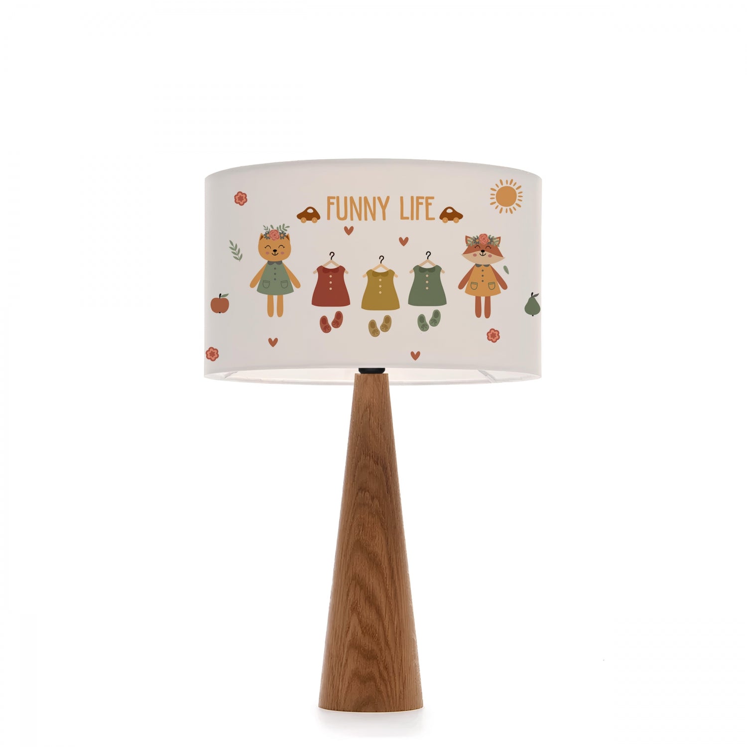 Natural Wood Fabric Printed Children's Room Lampshade | ByLamp