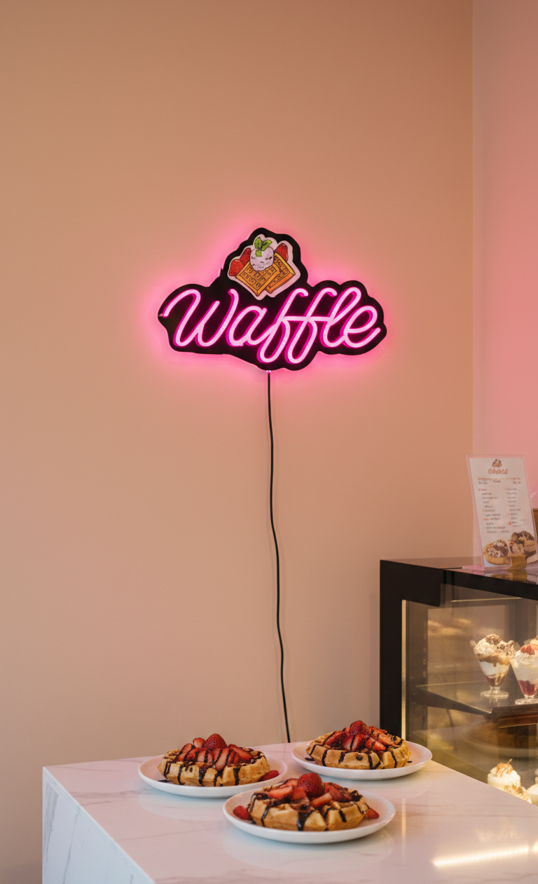 UV Baskılı Waffle Neon Lamba | ByLamp