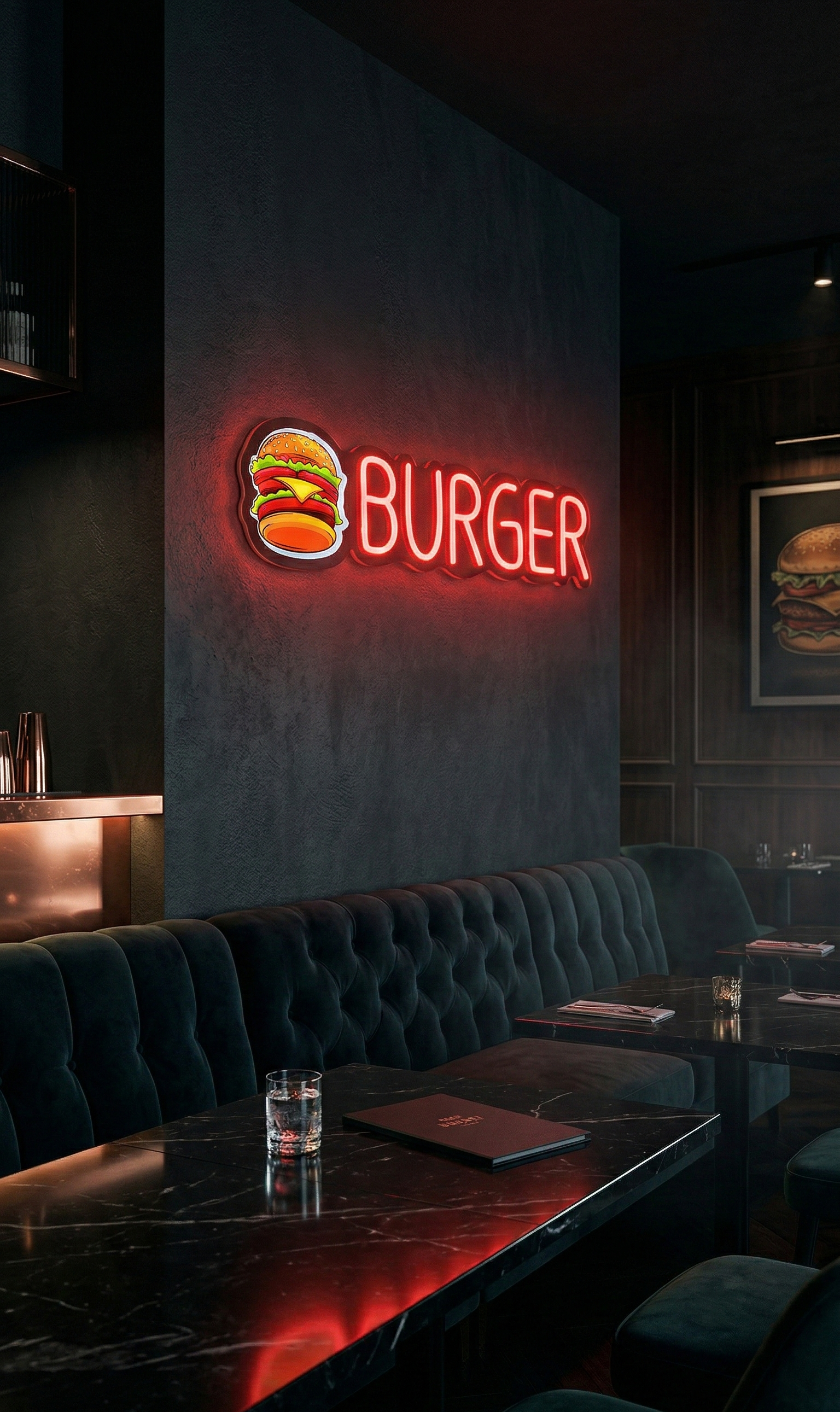 UV Baskılı Burger Neon Lamba | ByLamp