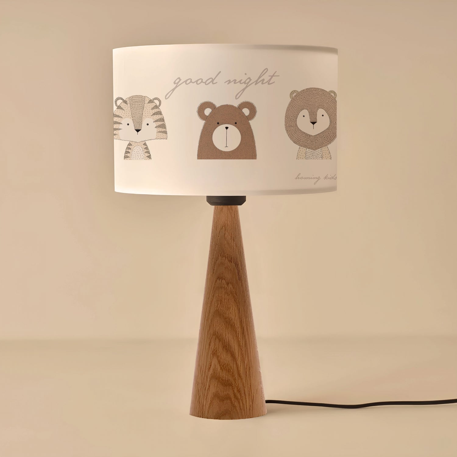 Natural Wood Fabric Children's Room Lampshade Lamp | ByLamp