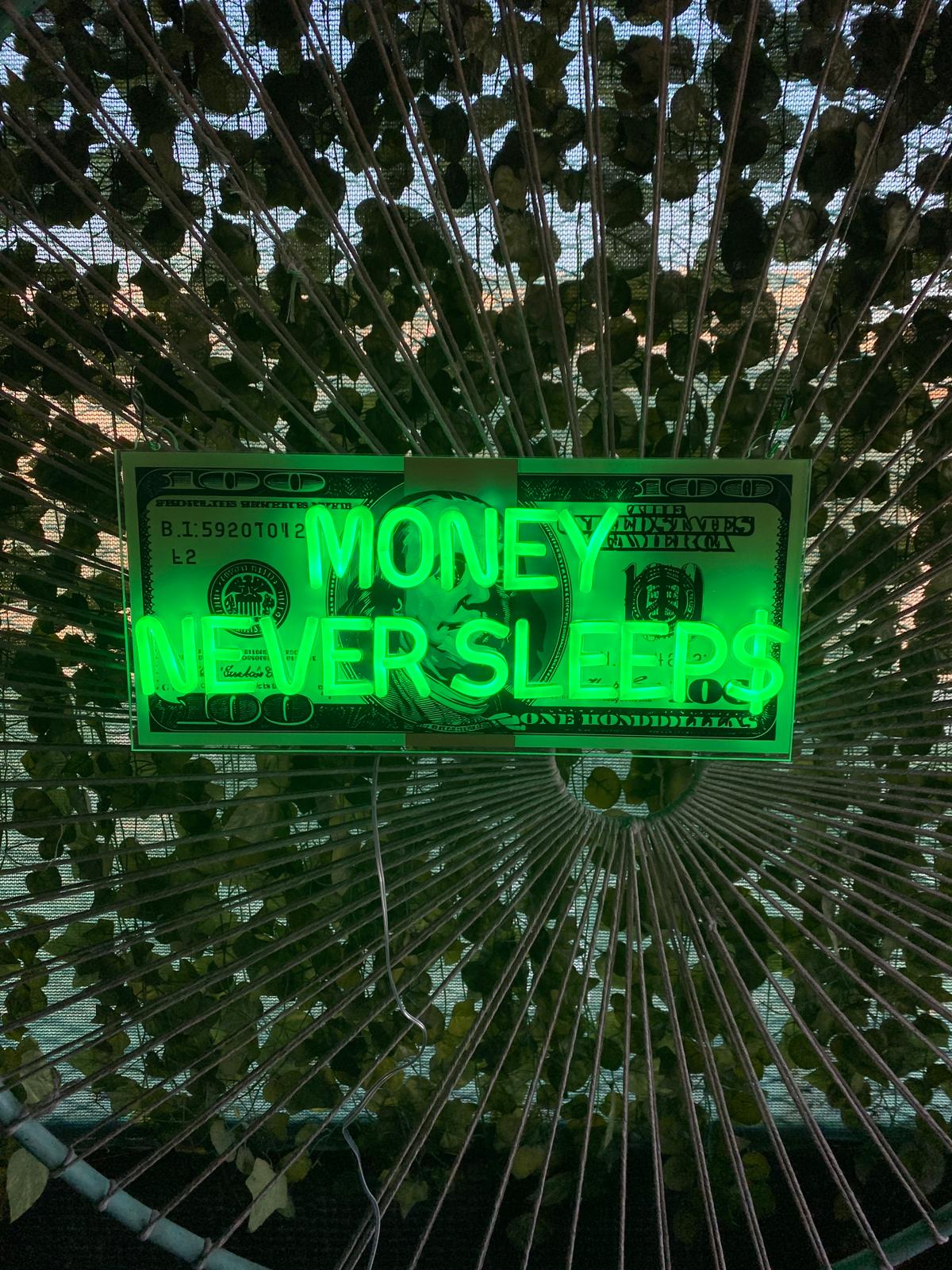 Money Never Sleep Text Led Neon Lamp