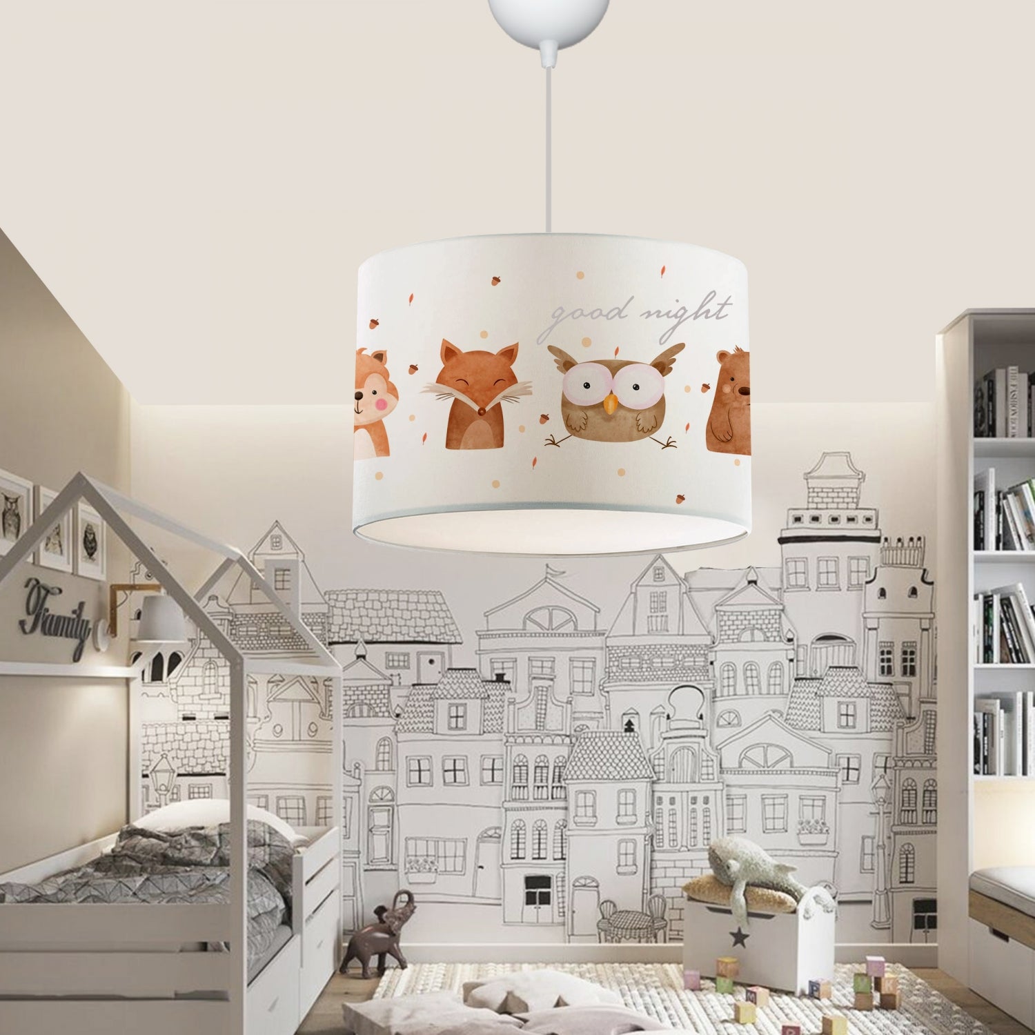 Animals Fabric Printed Children's Room Pendant Lamp 28 | ByLamp