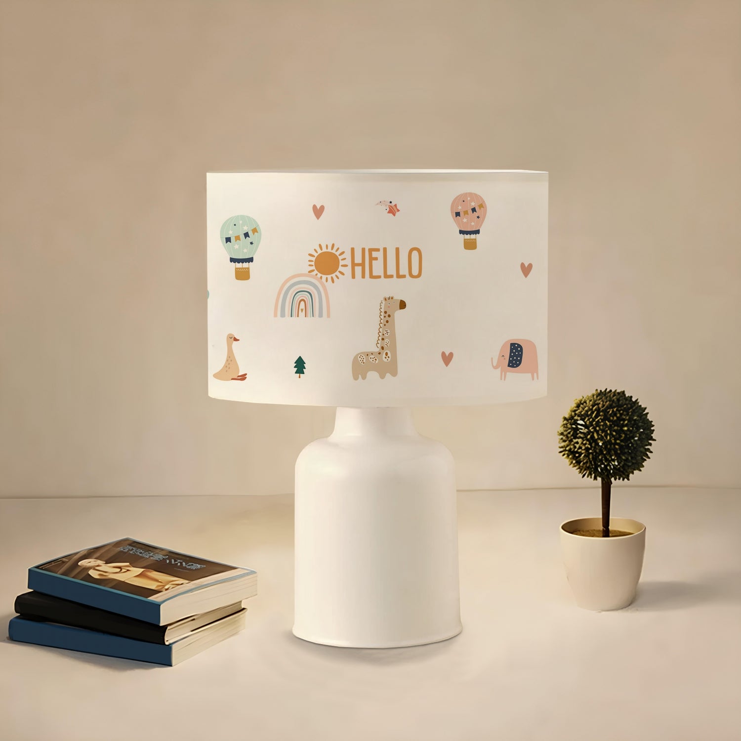 Fabric Printed Hello Friends Kids Room Lampshade | ByLamp