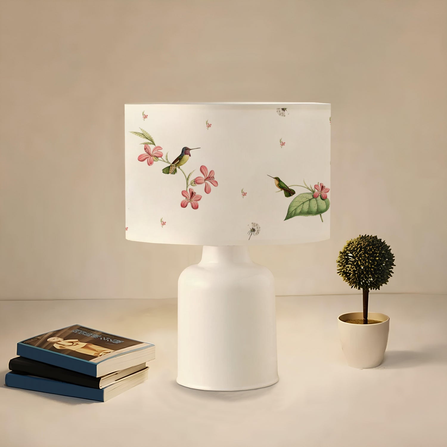 Bird Patterned Fabric Shade Table Lamp | ByLamp