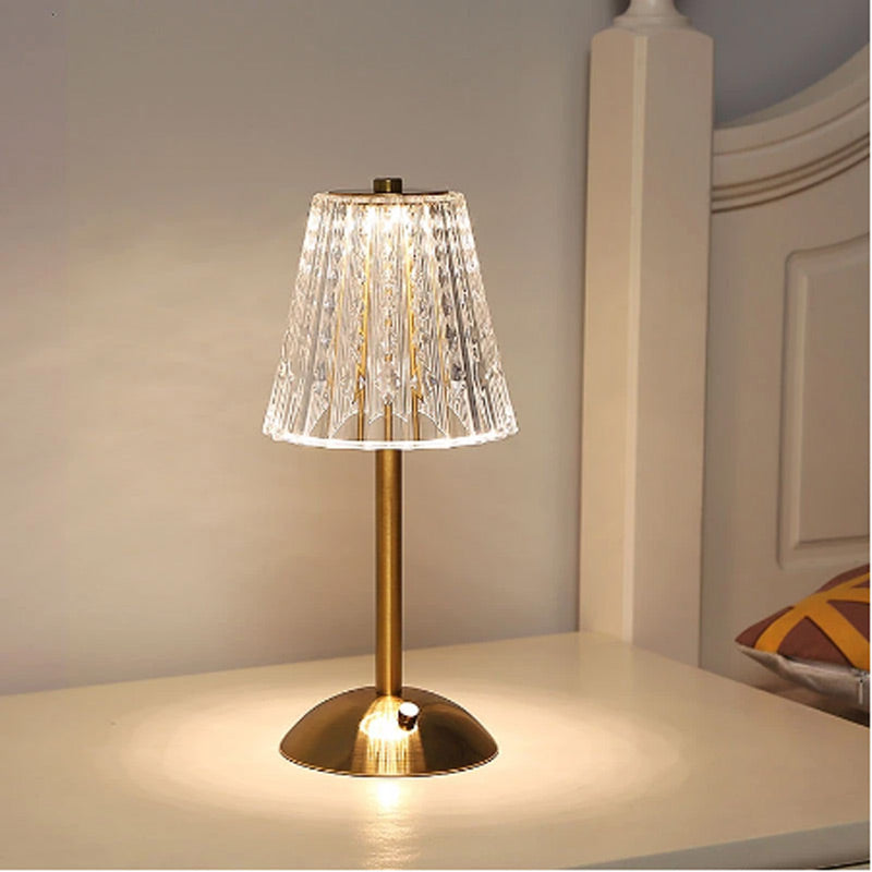 Lampshade Crystal Table Lamp Touch 3 Light Color Dimmable