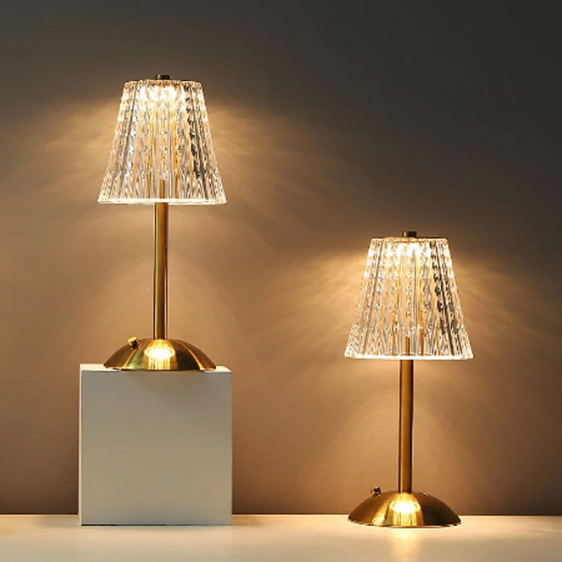 Lampshade Crystal Table Lamp Touch 3 Light Color Dimmable