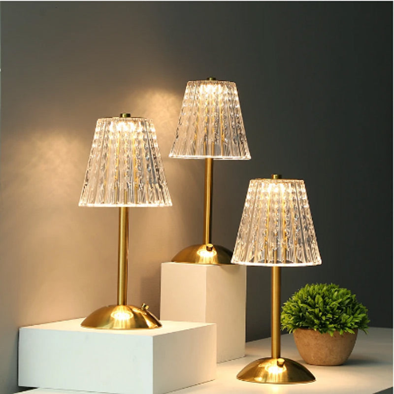 Lampshade Crystal Table Lamp Touch 3 Light Color Dimmable