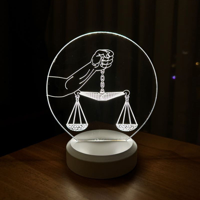 Lámpara de mesa a escala de justicia 3D