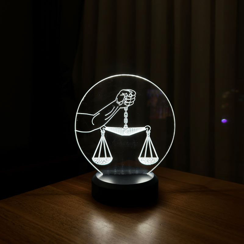 Lámpara de mesa a escala de justicia 3D