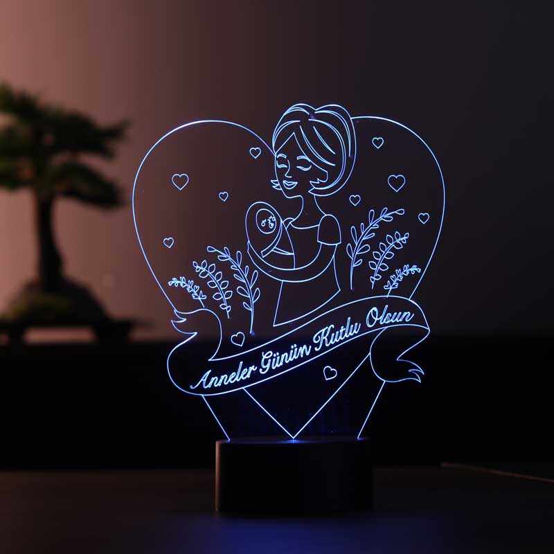 Lámpara de mesa led del Día de la Madre en 3D