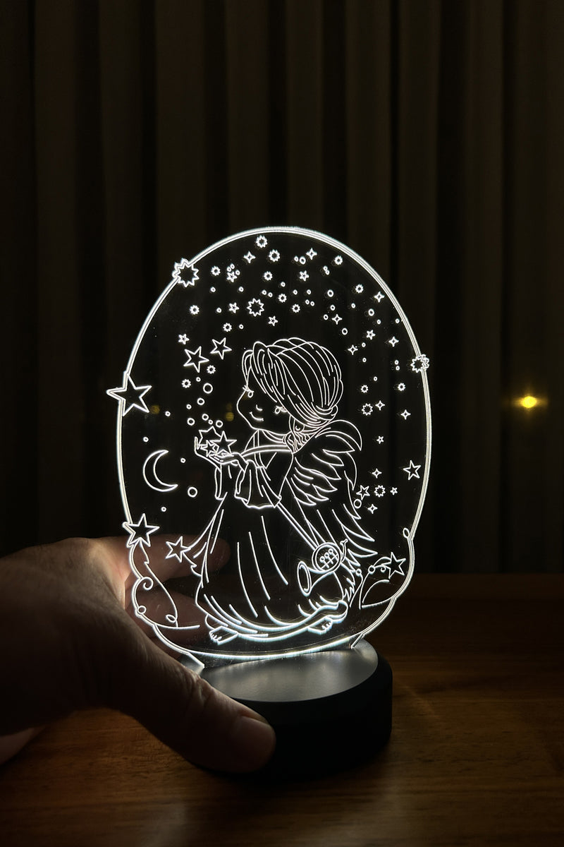 Melek ve Yıldızlar Figürlü Dekoratif Hediye Led Masa Lambası | BYLAMP