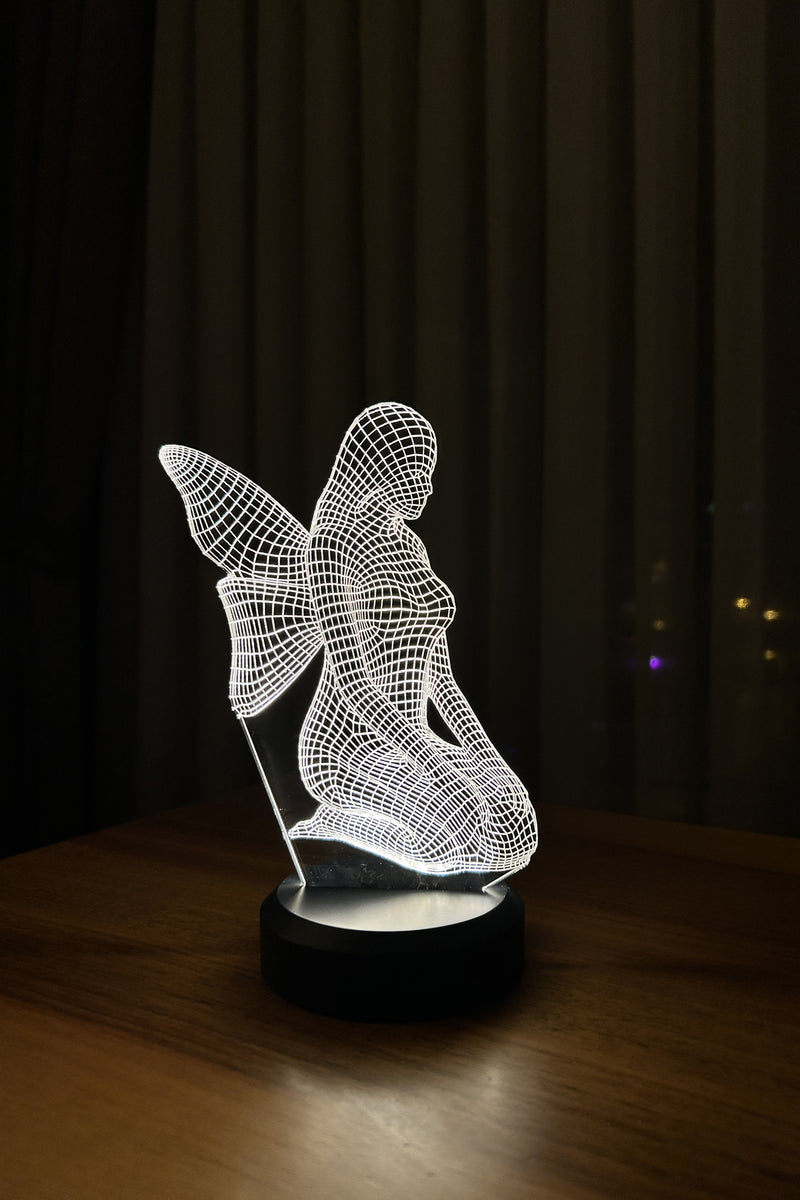 3D Sitting Angel Led Lamp
