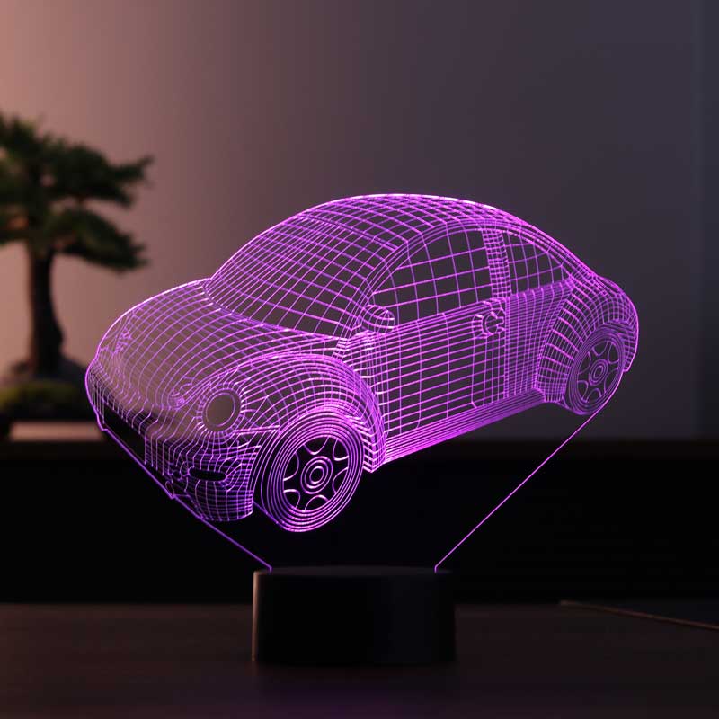 Lámpara de mesa LED de coche 3-D