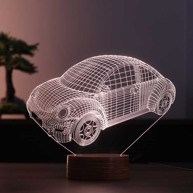 araba figürlü dekoratif hediye led masa lambası