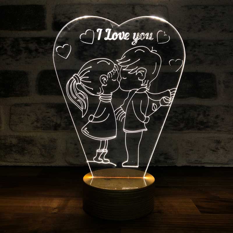 Aşık Çift Figürlü Dekoratif Hediye Led Masa Lambası