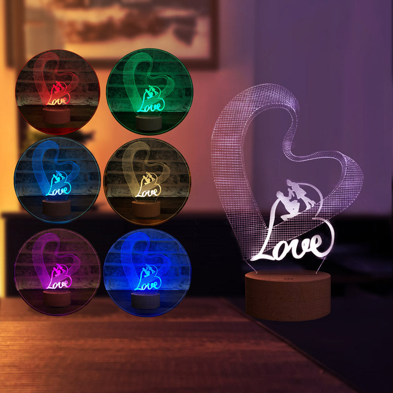 3-D love couple heart gift lamp