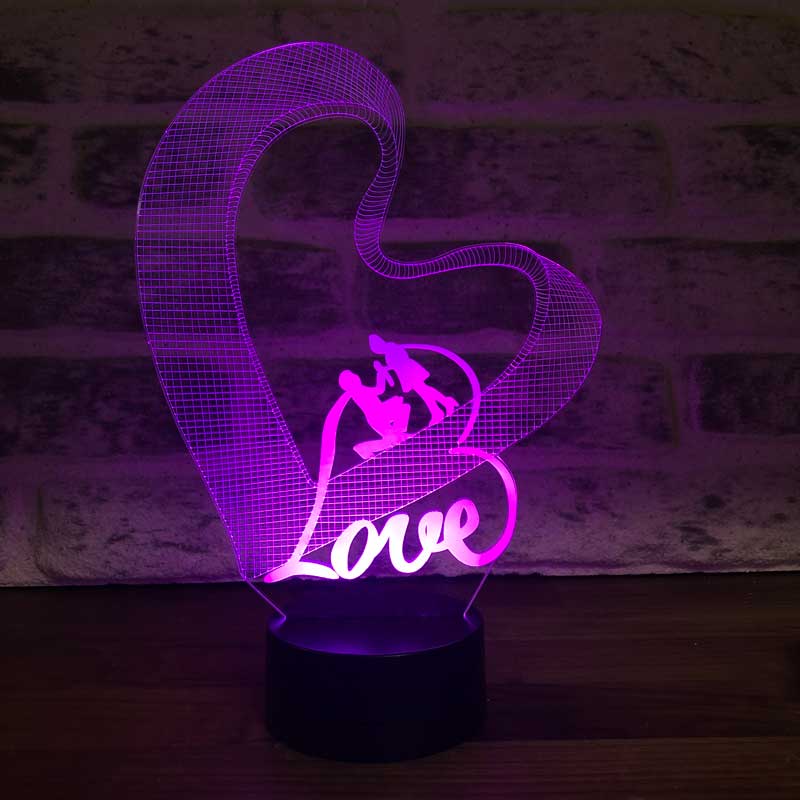 Aşık Çift Kalp Figürlü Dekoratif Hediye Led Masa Lambası | BYLAMP