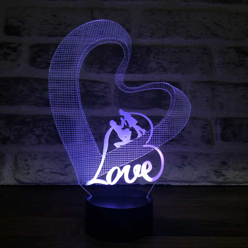 Aşık Çift Kalp Figürlü Dekoratif Hediye Led Masa Lambası | BYLAMP