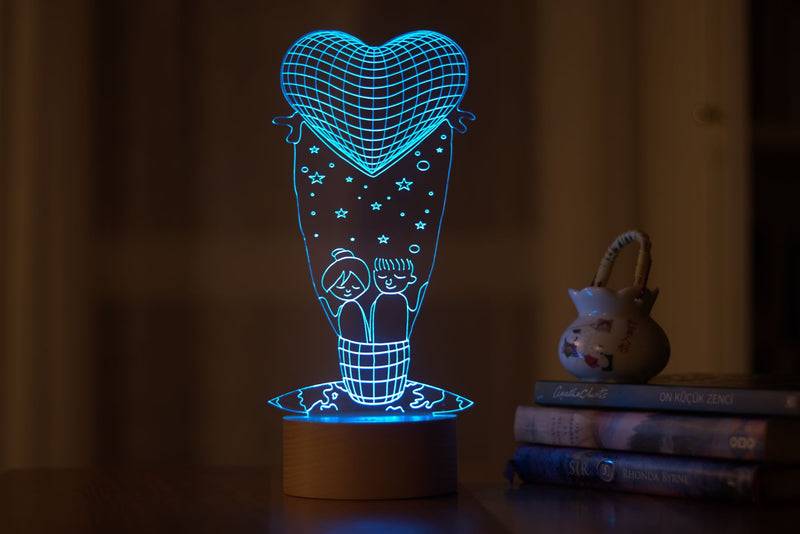 3D الحب بالون هدية الجدول مصباح