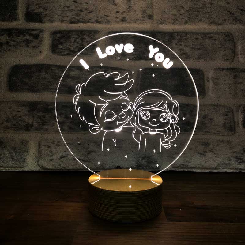 Aşk Kız ve Erkek Figürlü Dekoratif Hediye Led Masa Lambası